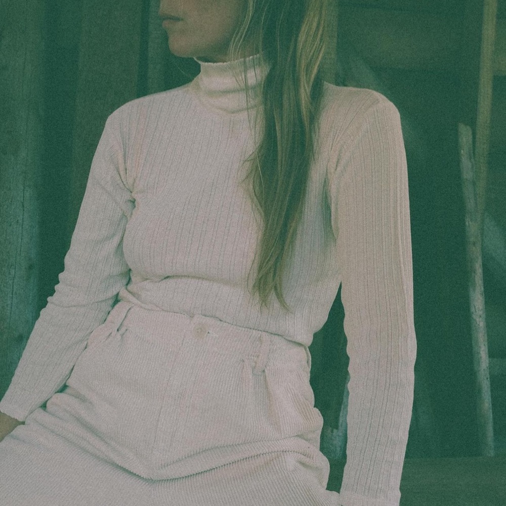 Rudy Jude Co Pointelle Turtleneck Cream XS NWT